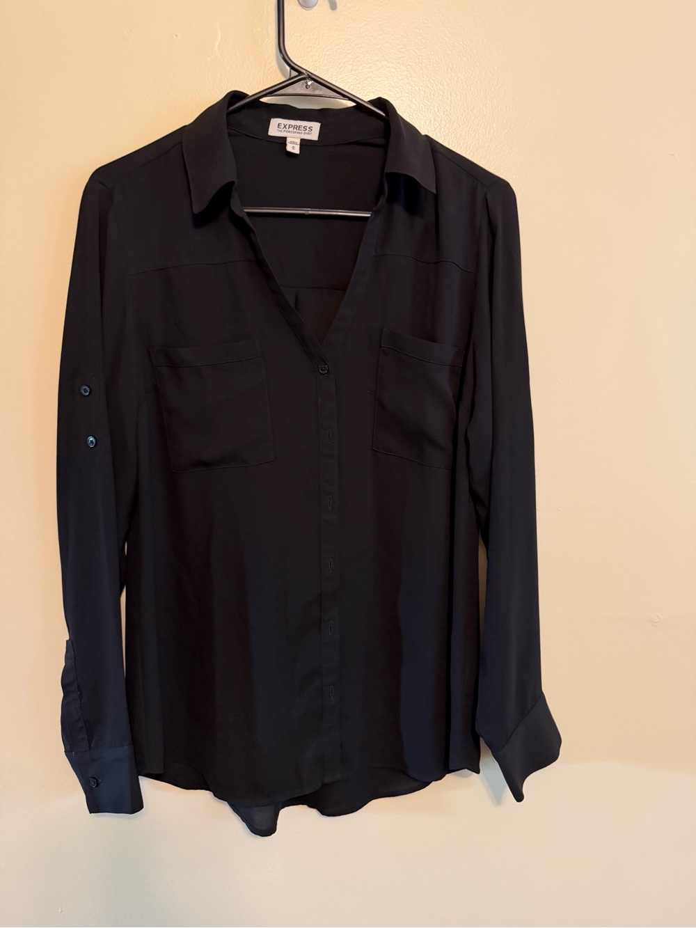 Express Black Button-Front Women's Blouse